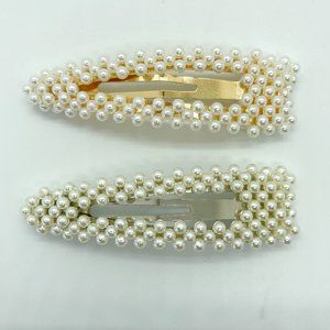 Teardrop Faux Pearl Hair Clips Barrettes Set of 2